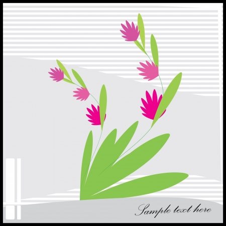 Decorative flowers on gray background - postcardのイラスト素材