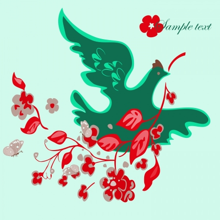 Floral background with birdのイラスト素材
