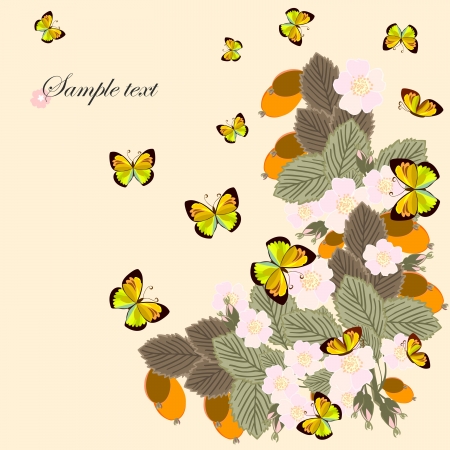 Flower and butterflyのイラスト素材