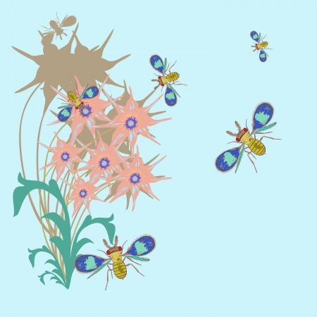Bee and flowerのイラスト素材