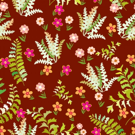 Flowers and leafs - seamless patternのイラスト素材