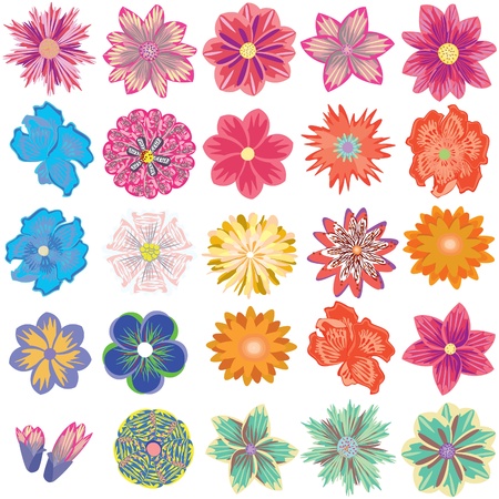 Set of creative flowersのイラスト素材
