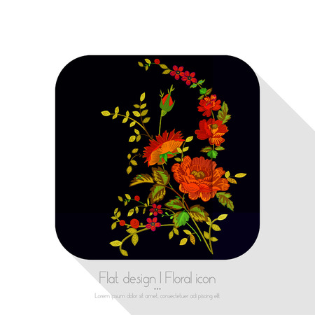 Flat floral iconのイラスト素材