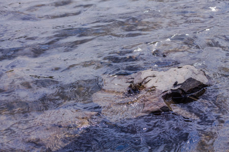 River surface with stones in the water, close-up of photo
