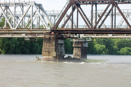 The railway bridge over the Volga River in Krasnodar, Russia