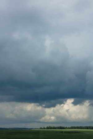 Cloudy sky with rain clouds before thunderstorm. Nature background.の写真素材