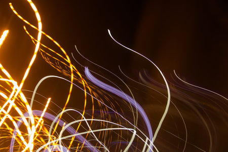 abstract background with long exposure of light lines and bokeh
