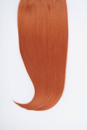 Straight virgin remy human hair clip in extensions on light grey backgroundの写真素材