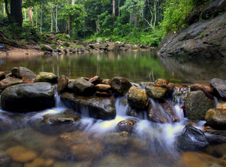 waterfall view in malaysiaの写真素材