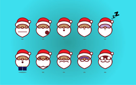 vector set of santa clausのイラスト素材