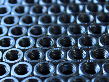 nuts and bolds tilted texture blue on a black background