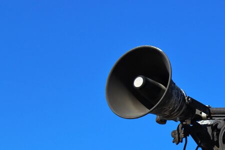 loudspeaker on a pillar against the sky backgroundの写真素材