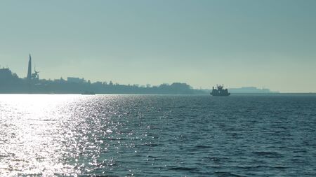Sevastopol Crimea ferry view in the artillery bay October 2019のeditorial素材