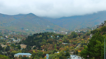 Crimea South coast of Crimea highway mountain view October 2019