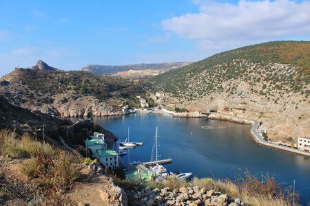 Crimea Balaklava view of the bay and mountains October 2019のeditorial素材