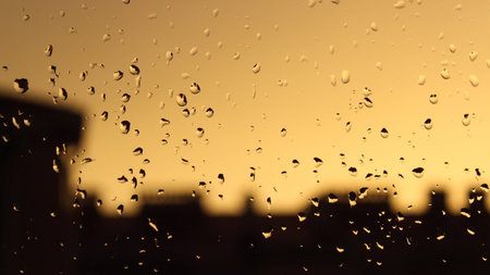 evening rain glass memories from the pastの写真素材