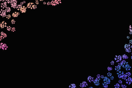 Gradient floral pattern background material on black backgroundの写真素材