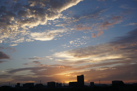 Beautiful sky and clouds in the eveningの写真素材
