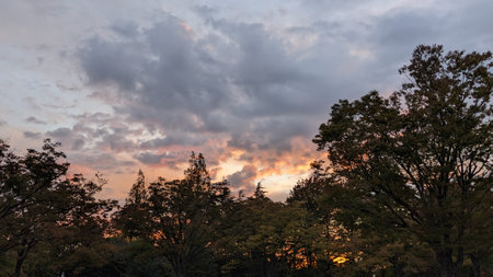 Beautiful sky and clouds in the eveningの写真素材