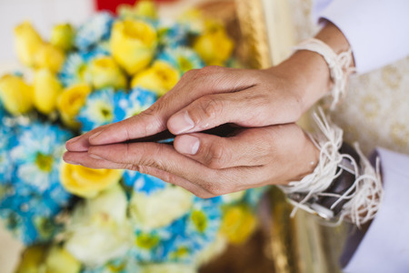 Sprinkle is one of the marriage ceremony in Thailand の写真素材