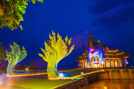 Nakhon Ratchasima Thailand Watbaanrai temple landmark entrance serpentの写真素材