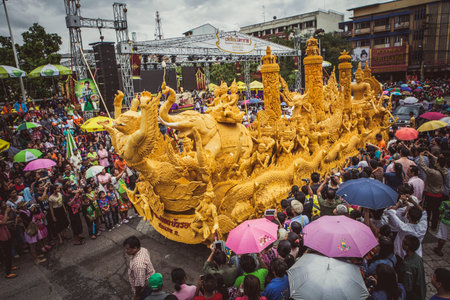 Ceremony  Festival  during Lent Way of Buddhist religious ceremony  in Nakhon Ratchasimaのeditorial素材