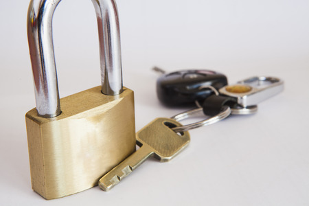 Keys and padlockの写真素材