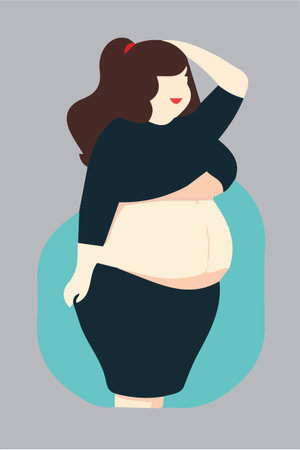 pregnant woman with big belly. Vector illustration in flat styleのイラスト素材