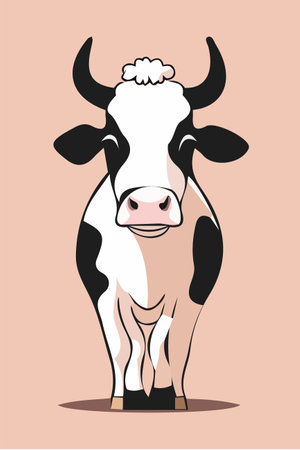 Cute cartoon cow. Farm animals. Vector illustration in flat styleのイラスト素材