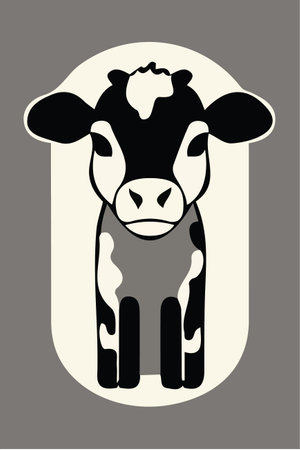 Cute black and white illustration of a cute calf. Vector.のイラスト素材