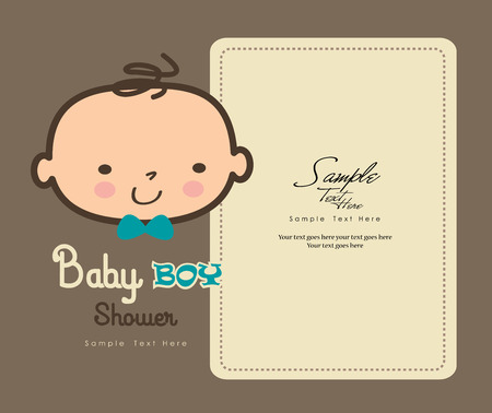 Cute Baby Boy smiling face of  Baby boy shower cardのイラスト素材