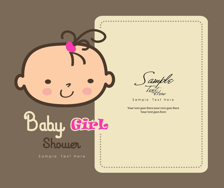 Cute Baby Girl smiling face of Baby girl shower cardのイラスト素材