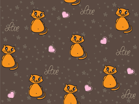 Cat and heat pattern \ backgroundのイラスト素材