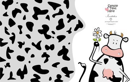 Lovely cow and a flower / Cow skin patternのイラスト素材