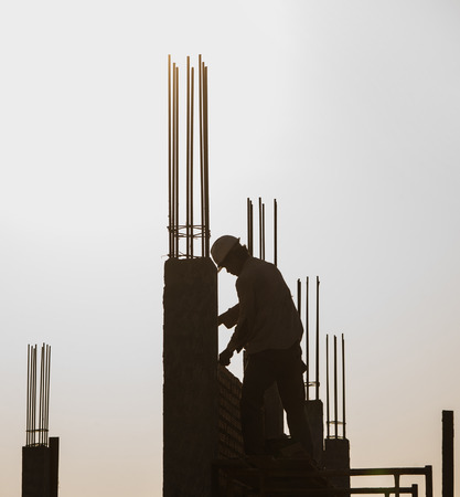 silhouette Construction workerのeditorial素材