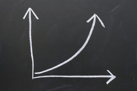 Writing chalk color chart shows an increase in business.の写真素材