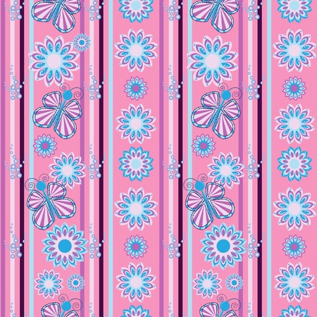 Flower and butterfly seamless backgroundのイラスト素材