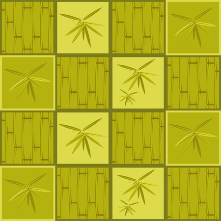 Seamless pattern with bamboo on green background のイラスト素材