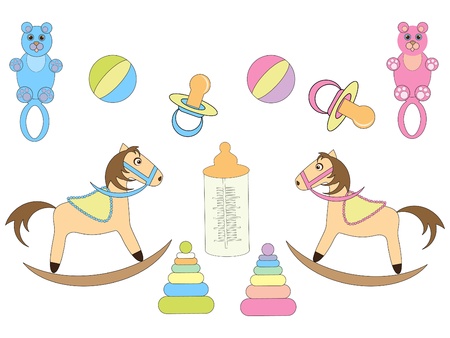 Set with cute baby toys のイラスト素材