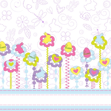 Easter greeting card with flowers のイラスト素材