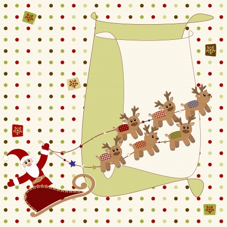 Merry Christmas and Happy New Year Card with Santa and deers のイラスト素材