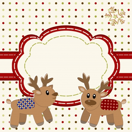Christmas and Happy New Year Card with cute deers のイラスト素材