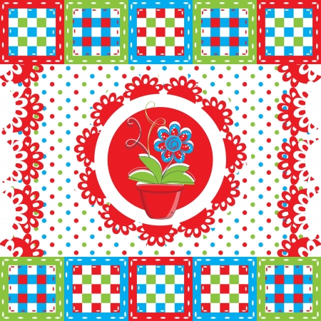 Greeting card with flower in pot のイラスト素材