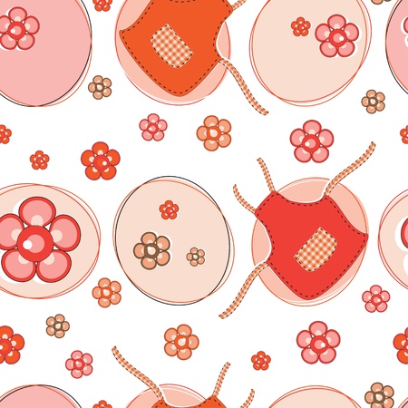 Flower and apron cute seamless background のイラスト素材