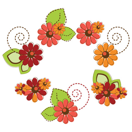 Set of cute colorful flowersのイラスト素材