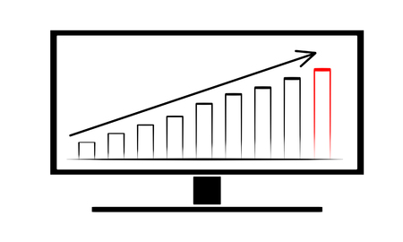 Monitor with business graphの写真素材