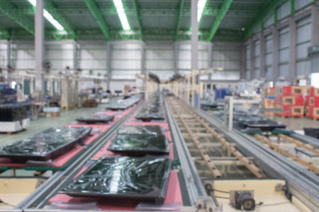 conveyor line Assembly TV. blur picture.の写真素材