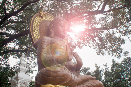 Buddha statue with nature background in Pua NANの写真素材