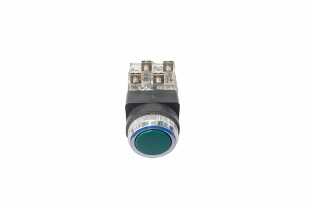 Pneumatic push button switch on white background