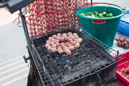 raw sausage ready to grillの写真素材